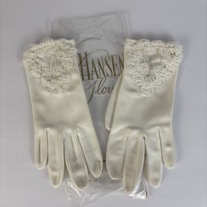 VTG Hansen Gloves White with Lace Size 7 Very Nice